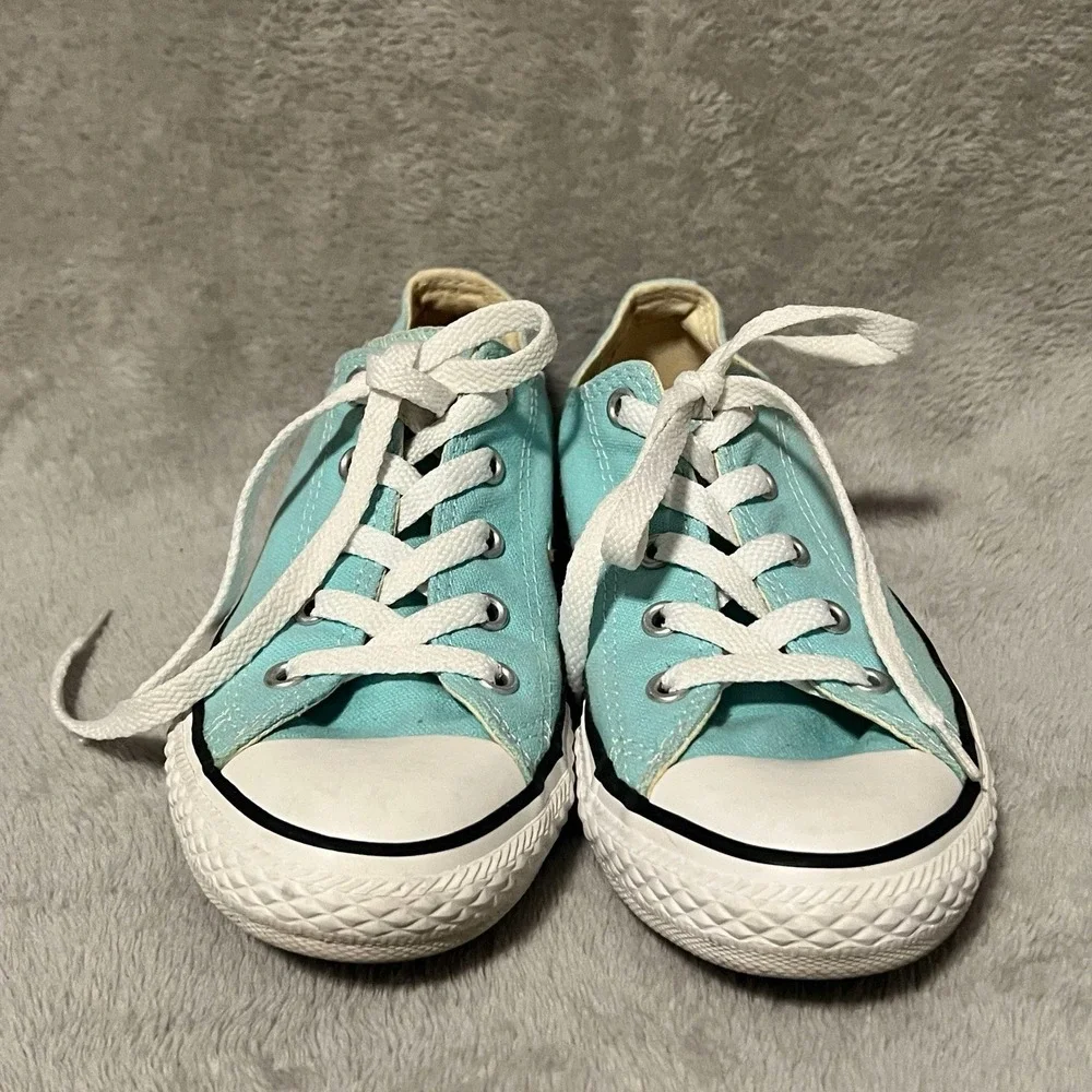 Converse All‎ Star shoes Unisex Youth Size 2 Turquoise Blue Low Top Sneakers